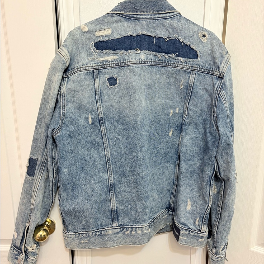 Calvin Klein Jeans Distressed Blue Denim Jacket - Picture 4 of 10